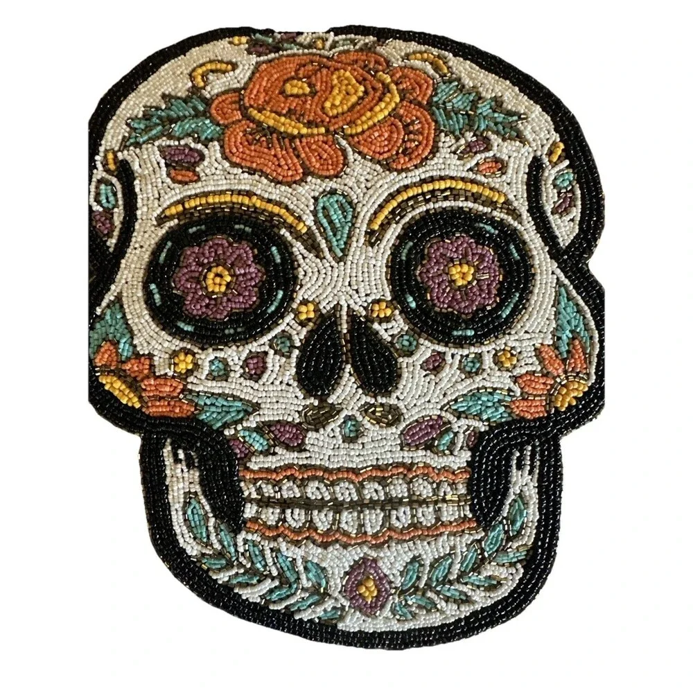 Día de los Muertos Day of the Dead Beaded Pillow NWT‎ 16
